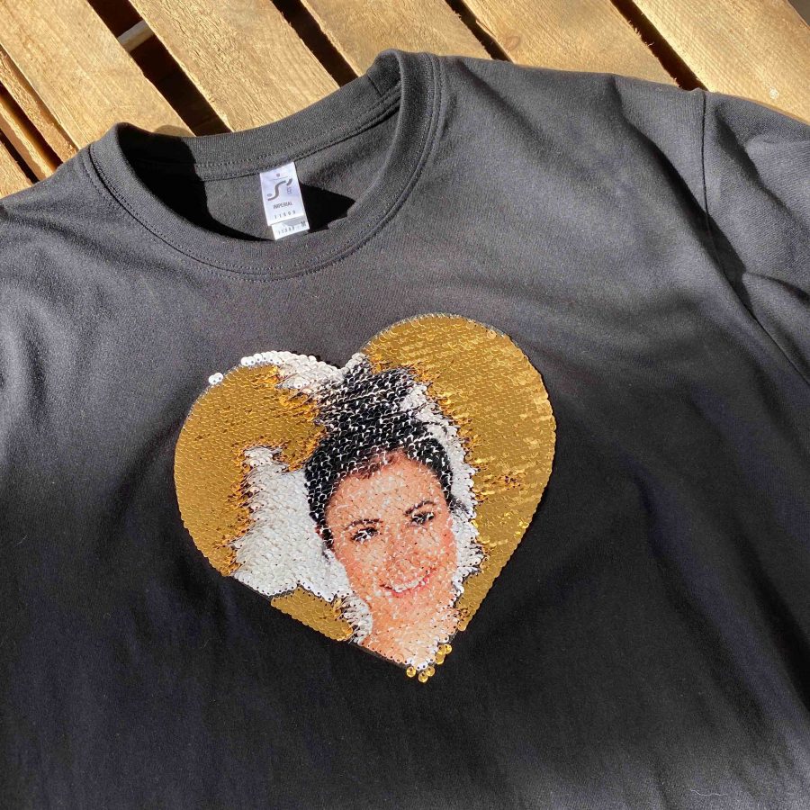 Wendepailletten Shirt mit deinem Foto Herz