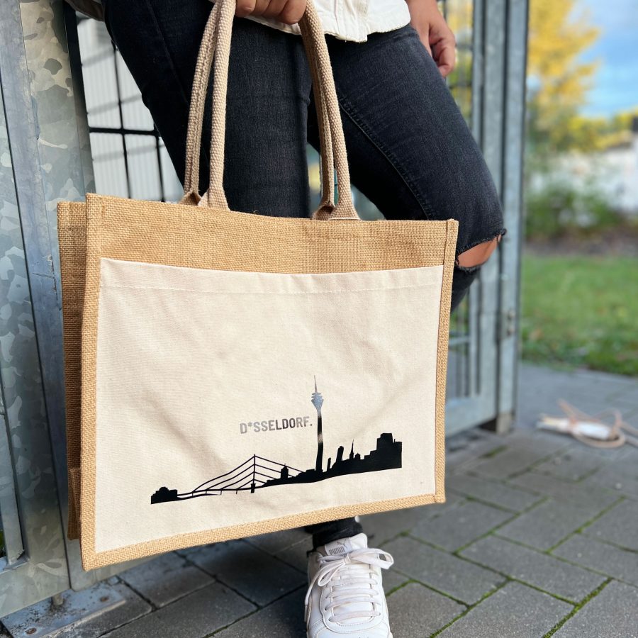 Jute-Shopper mit Düsseldorf Skyline
