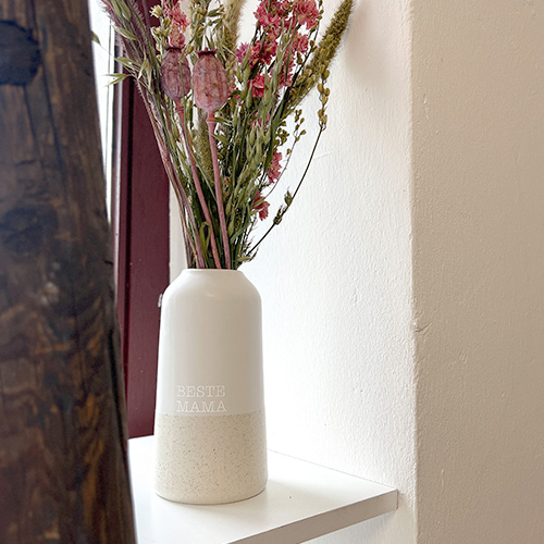 Personalisierte Vase mit Trockenblumen